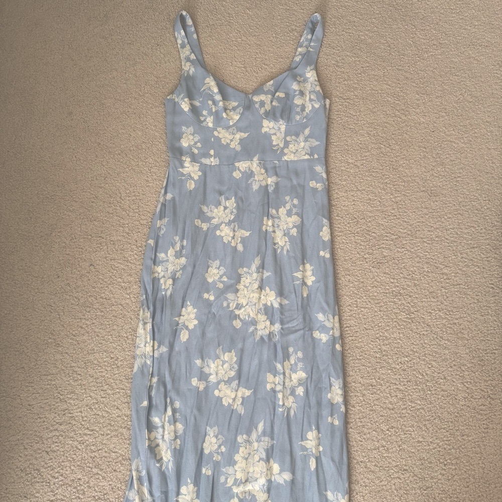 Reformation Reverie Dress Floral Blue and White